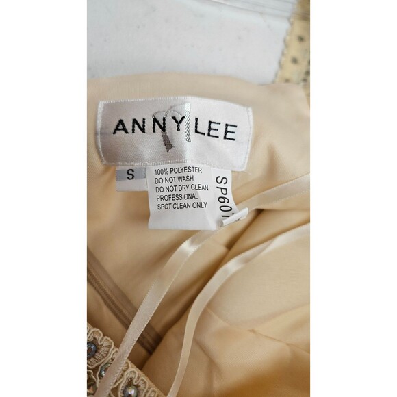 NWT Anny Lee Tan Sleeveless V Neck A Line Embroidered Zip Women's Dress Size S - Picture 9 of 14